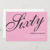 Zwarte en Roze 60ste verjaardag Kaart (Voorkant / Achterkant)