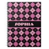 Zwarte en Roze Argyle Notitieboek (Voorkant)