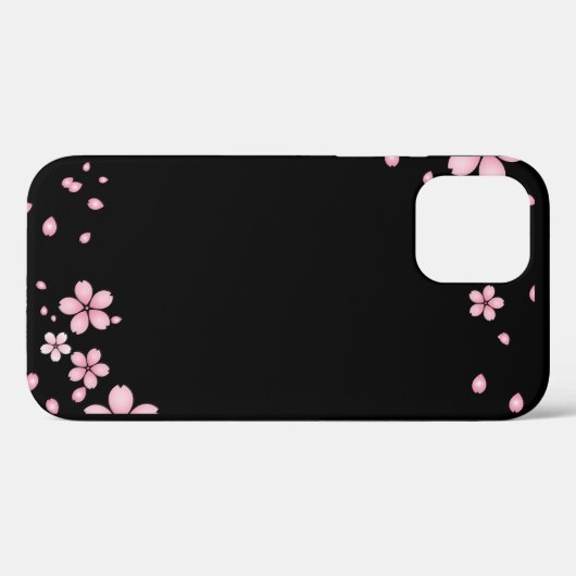 Zwarte en roze bloemen Case-Mate iPhone case (Achterkant (horizontaal))