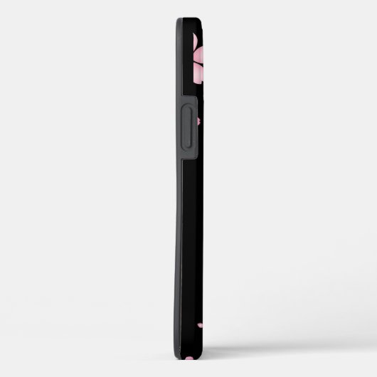 Zwarte en roze bloemen Case-Mate iPhone case (Achterkant / Rechts)