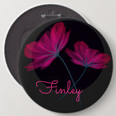 Zwarte en roze bloemen Elegant Feminine Modern Ronde Button 6,0 Cm (Voorkant /achterkant)