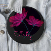 Zwarte en roze bloemen Elegant Feminine Modern Ronde Button 6,0 Cm (In situ)