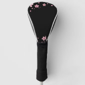 Zwarte en roze bloemen golfheadcover (Voorkant)