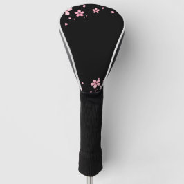 Zwarte en roze bloemen golfheadcover