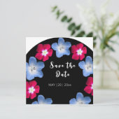 Zwarte en roze bloemen kaart (Staand voorkant)