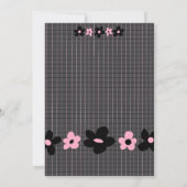 Zwarte en Roze Bloemen Pinstripe Verjaardag Kaart (Achterkant)