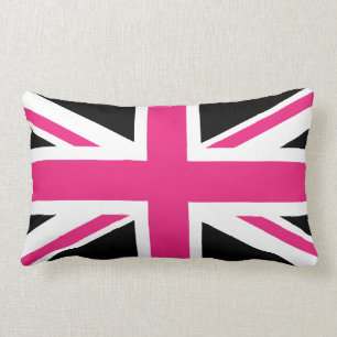 Zwarte en Roze Britse vlag Kussen