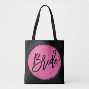 Zwarte en Roze Bruid Trouwtassen Tote Bag