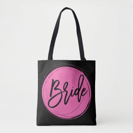 Zwarte en Roze Bruid Trouwtassen Tote Bag (Voorkant)