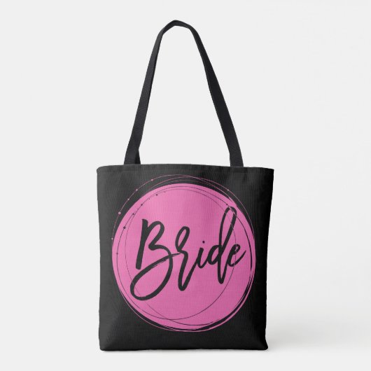 Zwarte en Roze Bruid Trouwtassen Tote Bag (Achterkant)