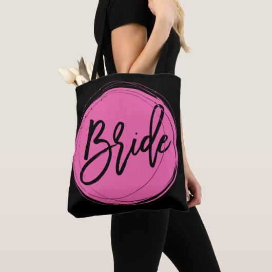 Zwarte en Roze Bruid Trouwtassen Tote Bag (Dichtbij)