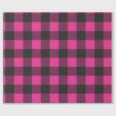 Zwarte en roze Buffalo Plaid Cadeaupapier (Vlak)
