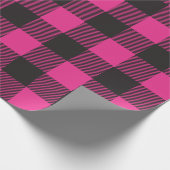 Zwarte en roze Buffalo Plaid Cadeaupapier (Hoek)