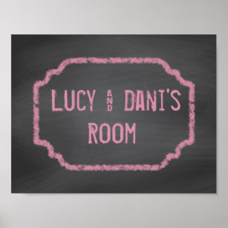 Zwarte en Roze Chalkboard-roommates Wall Art Poster