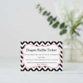 Zwarte en Roze Chevron Luier Raffle Ticket Informatiekaartje (Staand voorkant)