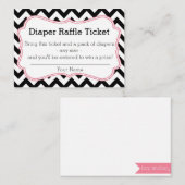 Zwarte en Roze Chevron Luier Raffle Ticket Informatiekaartje (Voorkant / Achterkant)