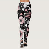 Zwarte en Roze Chic Noir Blooms Leggings (Achterkant)