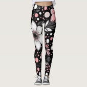 Zwarte en Roze Chic Noir Blooms Leggings (Voorkant)