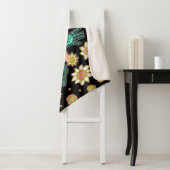 Zwarte en Roze Drollery Bloemen van Natalie Schort Sherpa Deken (In situ)