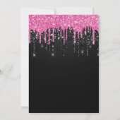 Zwarte en Roze druppelaar Glitter Birthday Bedankkaart (Achterkant)