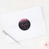 Zwarte en Roze druppelaar Glitter Birthday Ronde Sticker (Envelop)