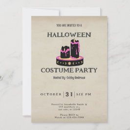 Zwarte en Roze Druppelende Kaarsen Vintage Hallowe Kaart