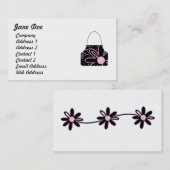Zwarte en roze Feminine Floral Handbag Visitekaartje (Voorkant / Achterkant)