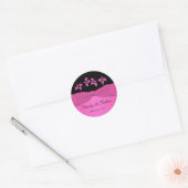 Zwarte en Roze Floral 1,5-inch ronde Sticker (Envelop)