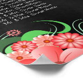 Zwarte en Roze Floral 9 Tafelzittingsschema Poster (Hoek)
