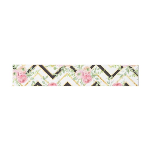 Zwarte en Roze Floral Band Uitnodigingen Wikkel (Vlak)