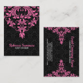 Zwarte en roze Floral kant Visitekaartje (Voorkant / Achterkant)