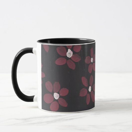 Zwarte en Roze Floral Mok (Links)