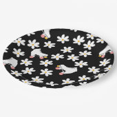 Zwarte en roze Floral Rolling Birthday Papieren Bordje (Gekanteld)