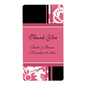 Zwarte en roze Floral Wedding Labels