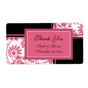 Zwarte en roze Floral Wedding Labels