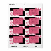 Zwarte en roze Floral Wedding Labels (Full Sheet)