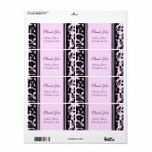 Zwarte en roze Floral Wedding Labels (Full Sheet)