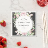 Zwarte en Roze Floral Wedding Servet (Insitu)