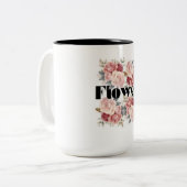 Zwarte en Roze Flower Mok (Voorkant links)