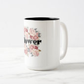 Zwarte en Roze Flower Mok (Voorkant rechts)