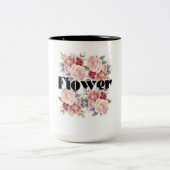 Zwarte en Roze Flower Mok (Center)