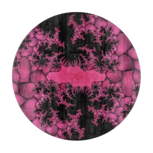 Zwarte en roze fractal snijplank (Voorkant)