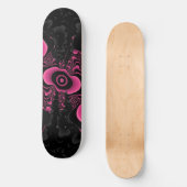 zwarte en roze fractale vlinderdek skateboard (Voorkant)