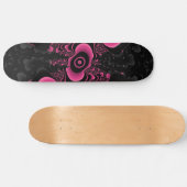 zwarte en roze fractale vlinderdek skateboard (Horizontaal)