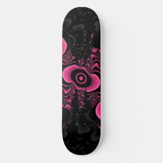 zwarte en roze fractale vlinderdek skateboard (Voorkant)
