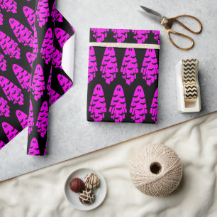 Zwarte en roze geest cadeaupapier
