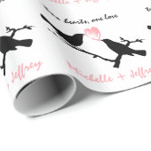 Zwarte en roze gepersonaliseerde Tortelduifjes met Cadeaupapier (Rol Hoek)