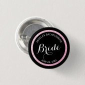 Zwarte en Roze Glitter Bruiden Bachelorette Party Ronde Button 3,2 Cm (Voorkant /achterkant)