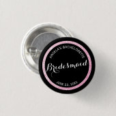 Zwarte en Roze Glitter Bruidsmeisje Bachelorette Ronde Button 3,2 Cm (Voorkant /achterkant)