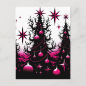 Zwarte en roze gotische kerstbomen briefkaart (Voorkant)